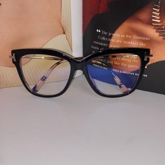 💯- New  - TOM FORD Optical TF5704-B BLack BLUE LIGHT TF5704 TF5704-F-B/0 Ey… - Picture 5 of 15